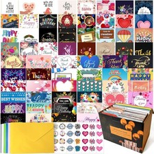 64 Pack All Occasion Cards Assortment Box with Envelopes  Stickers, 4 6 Inch...