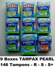 9 Packs TAMPAX PEARL Compak Tampons 32 x Regular - 98 x SUPER - 16 x Super Plus