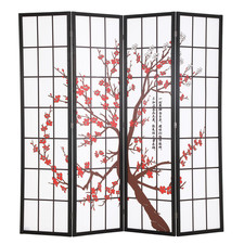 Paylesshere Room Divider 6Ft Folding Privacy Divider 4 Panels Oriental Shoji