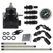 Universal Adjustable Fuel Pressure Regulator Kit 100psi Guage An6 Fitting Black Universal Adjustable Fuel Pressure Regulator Kit 100psi Guage An6 Fitting Black