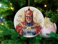 Christmas Themed Super Hero Kids Christmas Personalized 2D Ceramic Ornament