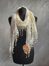 M&S Indigo Cream & Lilac Star Print Lace Scarf BNWT. PWM