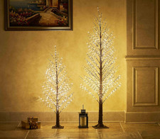 Lighted Brown Alpine Tree with 450L Warm White Lights for Holiday Decor