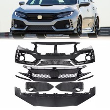 Type R Style Front Bumper Cover Kit W Grille Lip Fit For Honda Civic 2016-21