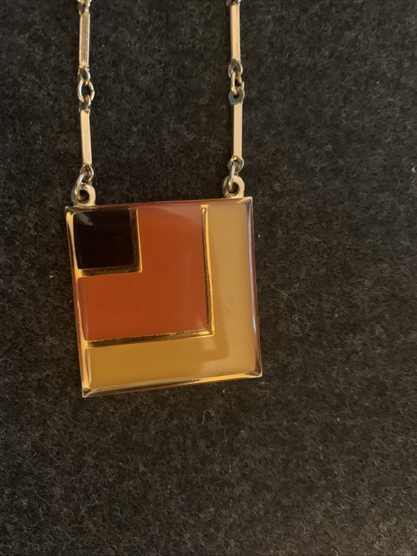 Vintage Sarah Coventry Lucite Geometric Square Pendant Necklace, 3 Colors!