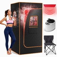 NAIZEA Sauna Box Portable Steam Sauna with 3L 1200W Steamer Remote Control Chair
