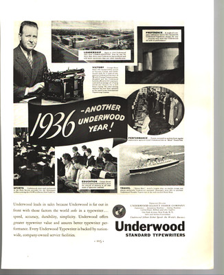 1936 Underwood Typewriters: Another Underwood Year Vintage Print Ad
