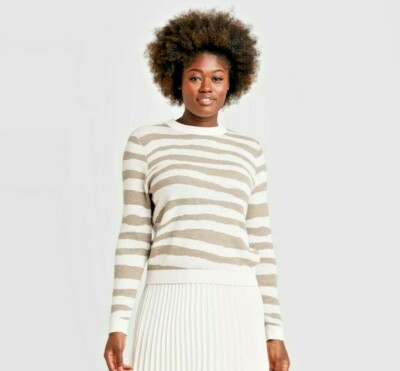 Women's Animal Print Crewneck Pullover Sweater A New Day