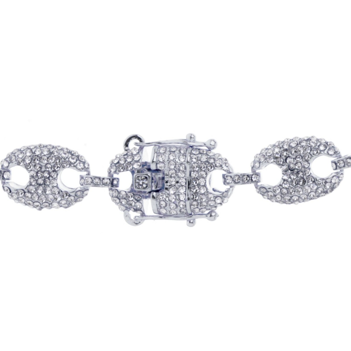Iced Hip Hop Clustered Gucci Link Silver Chain Necklace 13