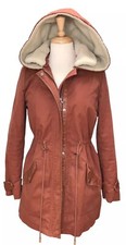 Claudie Pierlot Padded Parka Jacket Hoodie Shearling Fur Trim Brown Size 36 (s)