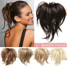 CLEARANCE 12" Short Jaw Claw on Ponytail Clip in Pony Tail Hair Extensions Messy