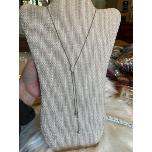 New VINCE CAMUTO Silver Sparkle Rhinestone Slider Lariat Tassel Necklace Party - Picture 4 of 8