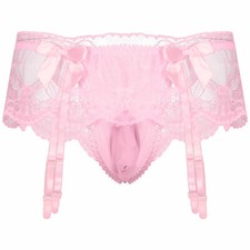 Mens Crossdress Lingerie Sissy Underwear Satin Mesh Sheer Bodysuit Nightwear