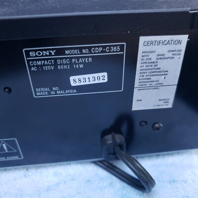 Sony 5 Disc CD Changer Player Model CDP-C365 Tested | eBay