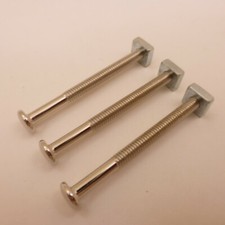 3 - 2" CHROME Bolts Screws for Glass Cabinet Handles Knobs Drawer Pulls Vintage