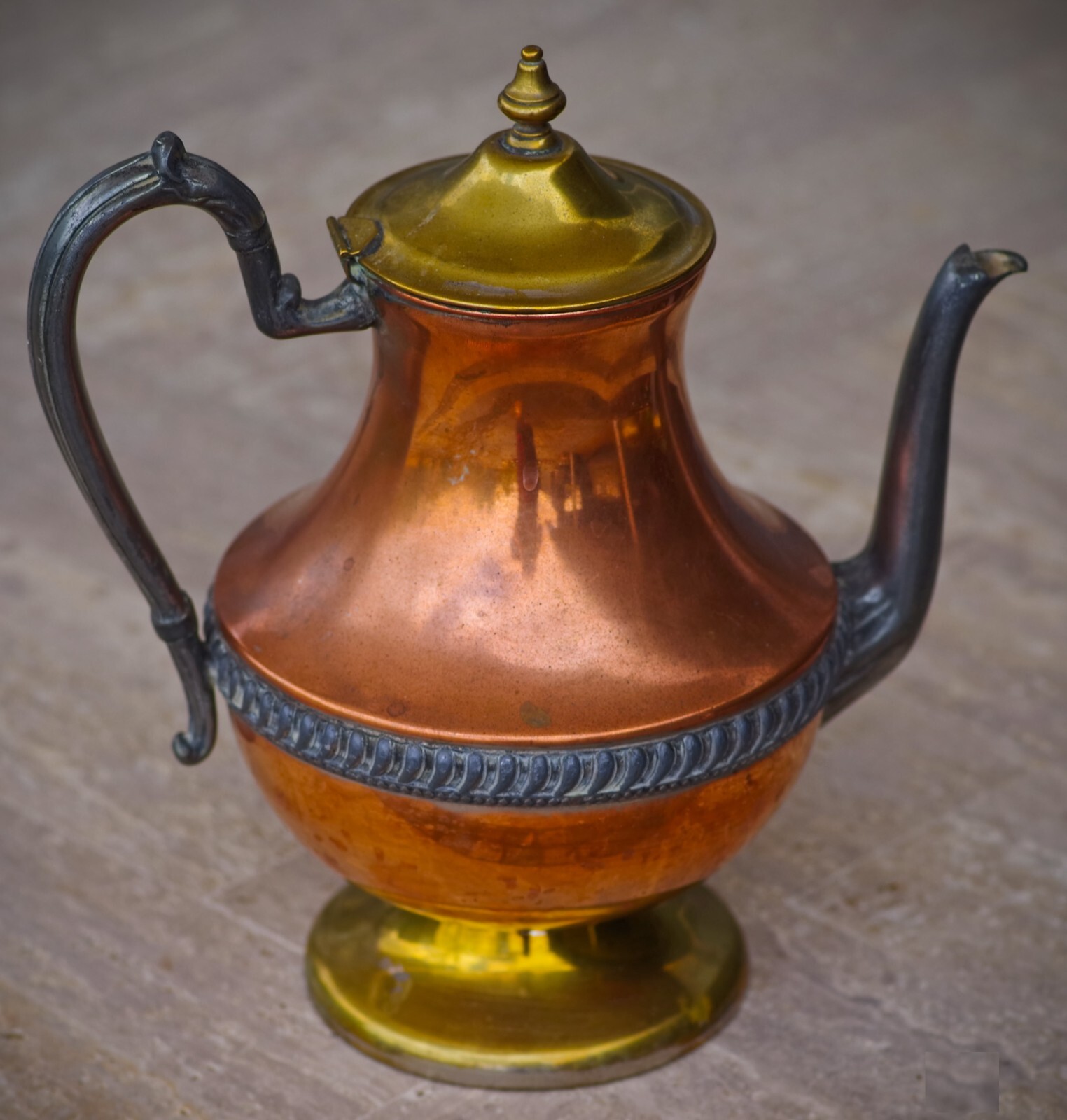 VINTAGE Silver On Copper TEAPOT Lehman Brothers New York Made in USA