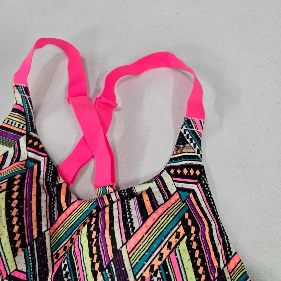Victoria's Secret Women Sports Bra 32A Pink Striped Geometric Padded Adjustable - Image 4 of 4