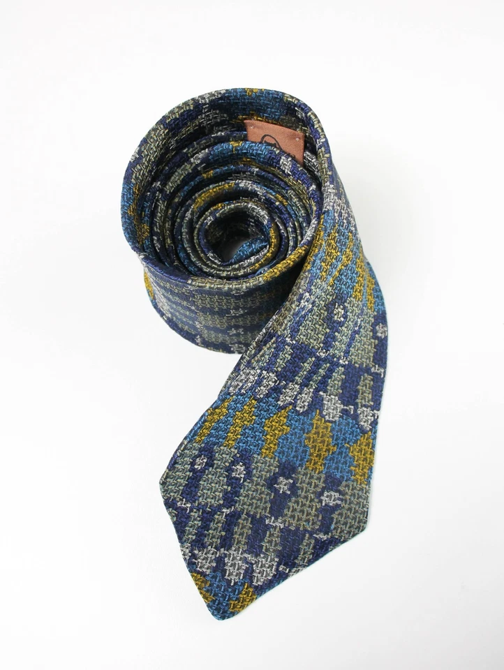 Missoni Tie Men One Size 100% Silk Classic Pointed Blue Pattern - Image 2 of 4