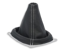 SCHALTMANSCHETTE FUR HYUNDAI SANTA FE I 2000-2006 SCHALTSACK LEDER NAHT WEISS