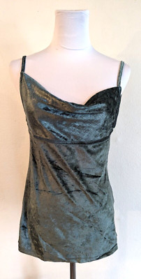 New Free People Intimately sz S All Night Velvet Tunic tank top evergreen fp2