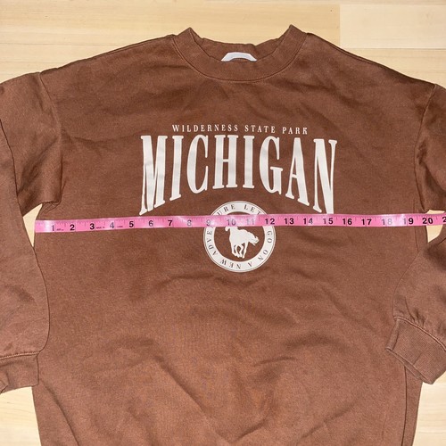Michigan Wilderness State Park Sweatshirt Kids 12/14Brown Crewneck Rodeo Cowboy - Picture 7 of 7