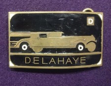 VINTAGE BELT BUCKLE Brass  PORCELAIN 1 of Kind Org.DELAHAYE CAR not Packard