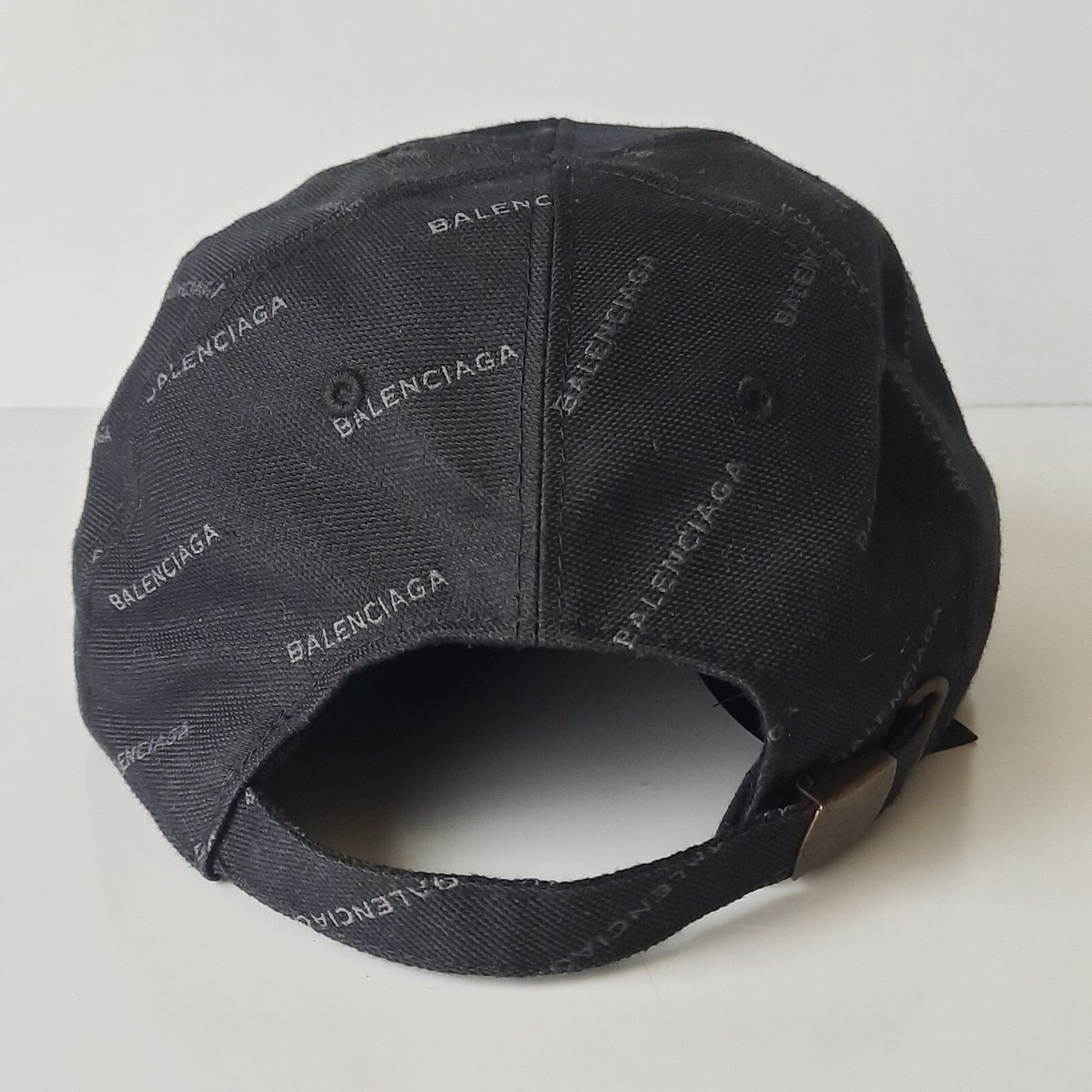 Balenciaga Paris All over Print Logo Baseball Cap Hat Black