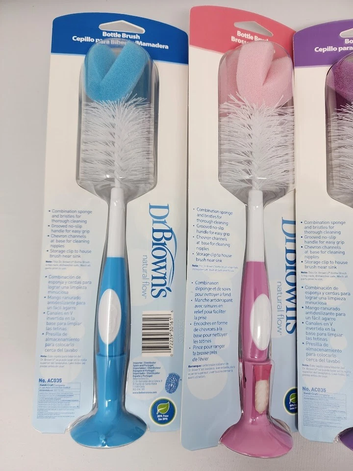 Paquete de 2 - Dr. Brown's Cepillo para Botella Flujo Natural Paquete Multicolor - NUEVO Foto 2 de 4