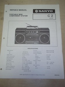 sanyo c2 manual radio service cassette boombox tape repair player