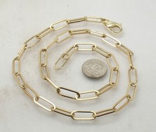 6mm Fashion Elongated Paperclip Chain Necklace Real 14K Yellow Gold 14" thru 20"