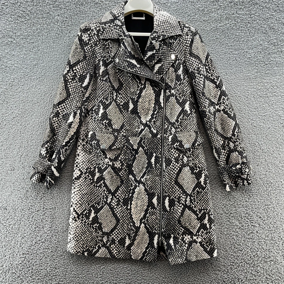 Jaqueta Diane Von Furstenberg 10 Cinza Estampa de Cobra Sally Moto Carreira Trench Blazer - Imagem 2 de 4