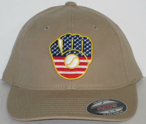 Milwaukee Brewers "FLEX FIT" Cap ⚾️HAT ⚾USA PATCH/LOGO ⚾2 SIZES ⚾️8 COLORS ⚾NEW - Picture 5 of 7