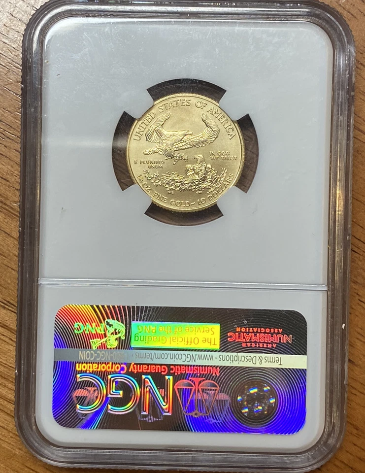 Mint Error NGC MS69 2015 $10 American 1/4 Oz Gold Eagle OBV. DIE CRACK @ 7:00 - Image 2 of 4