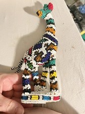 African Art Beaded Serendipia Hand Made 8” Multi Color Folk Art Mexico Giraffe