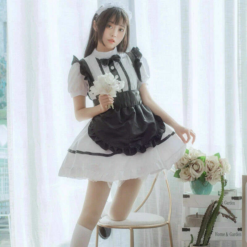 Women Maid Dress Lolita Anime Cosplay Costume Japanese Uniform Waitress Cute New - Image 2 of 4