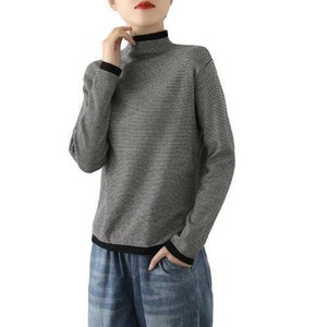 Womens Fall Winter Striped Sweater Jumper Mock Neck ...