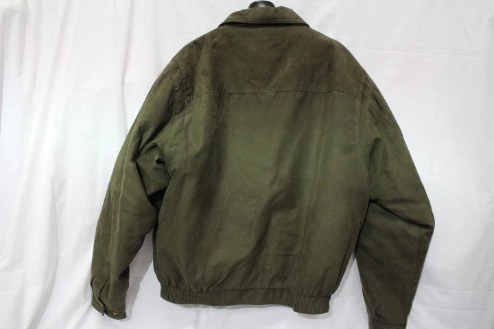 PERRY ELLIS Portfolio Green/Brown Faux Leather BOMBER Jacket Mens Size L-B101 - Image 2 of 4