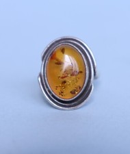 7gr Butterscotch Egg Yolk Honey Amber Ring Vintage Sterling Silver 925