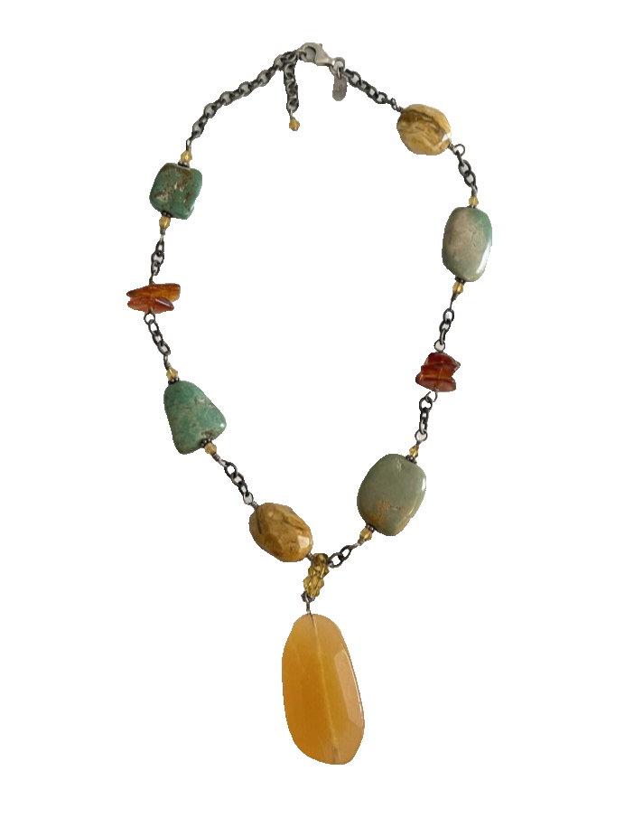 Silpada 925 Sterling Silver Gemstone Pendant Necklace with Precious Stones