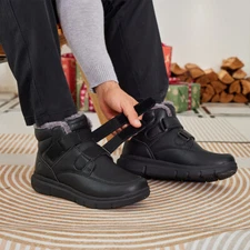 FitVille Men Winter Boots Wide Width Fur Lined Ankle Snow Boot Adjustable straps