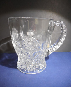 Imperial Glass COSMOS CLEAR Coffee Mug Cup  4 1/2" Vintage Retired Pattern