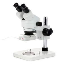 Microscopio estéreo con zoom binocular Amscope 7X-45X sobre soporte de pilar + luz 70 LED