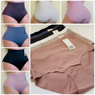 6 High Waist Briefs No Show Panty Seamless icy Cool Silky Full Cover 87308 S-4XL