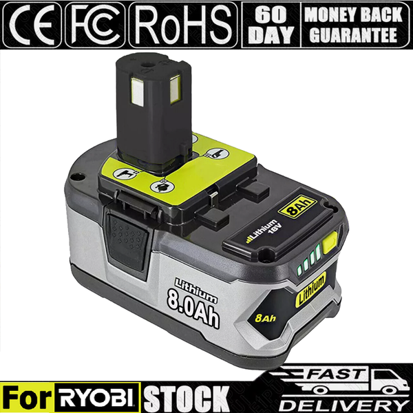 8,0Ah Akku FüR Ryobi 18V One+ Plus Lithium Batterie RB18L50 P108 P104 18 Volt-image