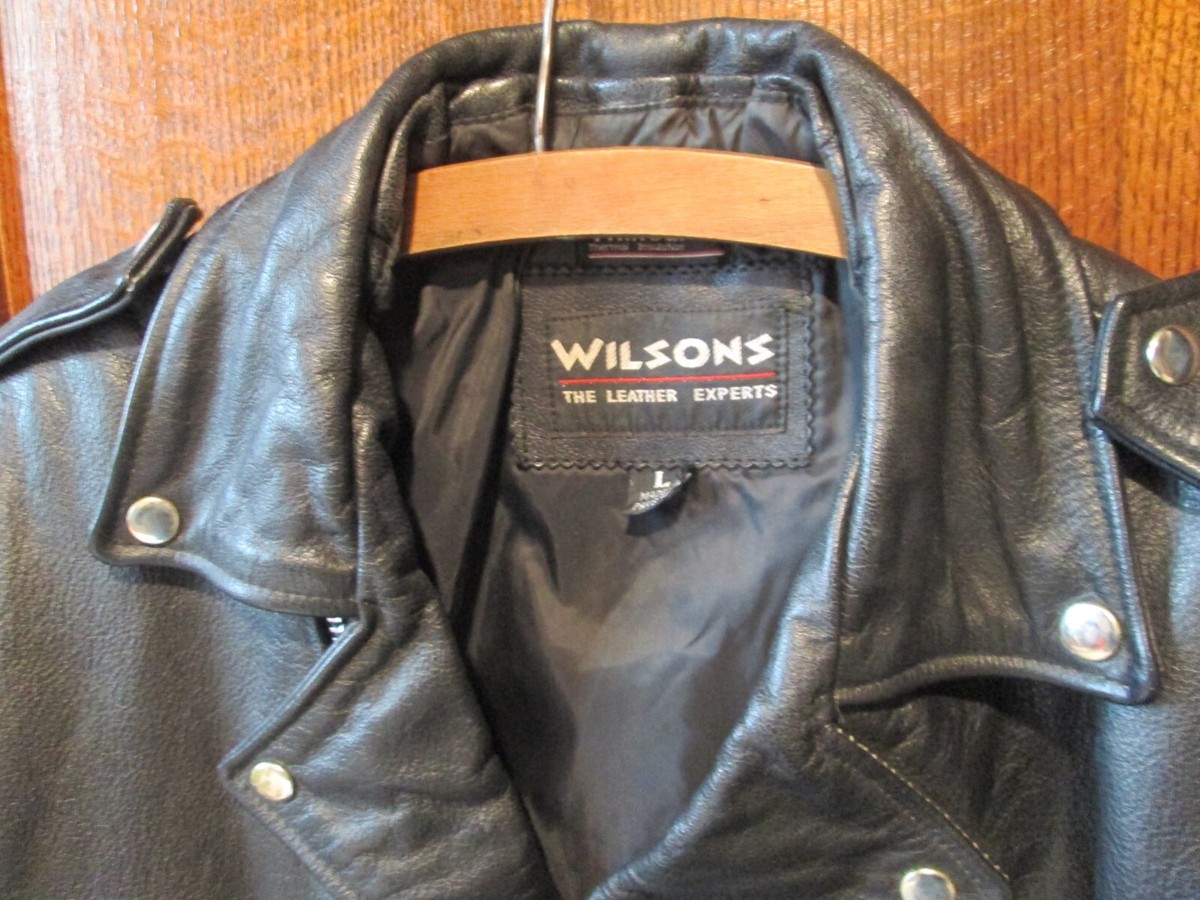 90s WILSONS vintageライダースジャケット　ハードロック Vintage Classic Wilsons Men's Black Leather Belted