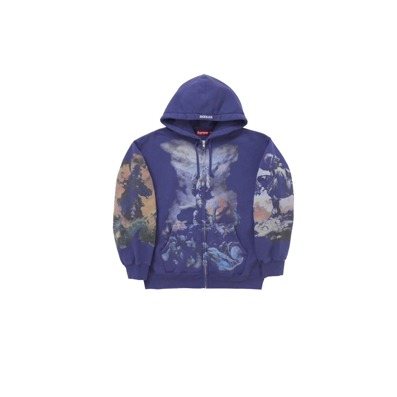 Sweat à capuche zippé Supreme Frazetta bleu marine délavé taille : XXL