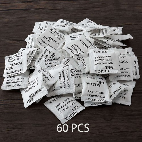 Lotto 160/60 Confezioni Gel Silice Essiccante Pacchetti Assorbitore Umidità Sacchetti Asciugatura - Foto 14 di 14
