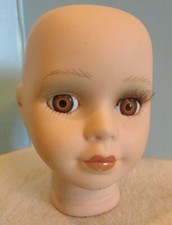 Vtg PORCLAIN/BISQUE COLLECTIBLE DOLL HEAD PARTS 3 1/2" BROWN EYES EMERALD