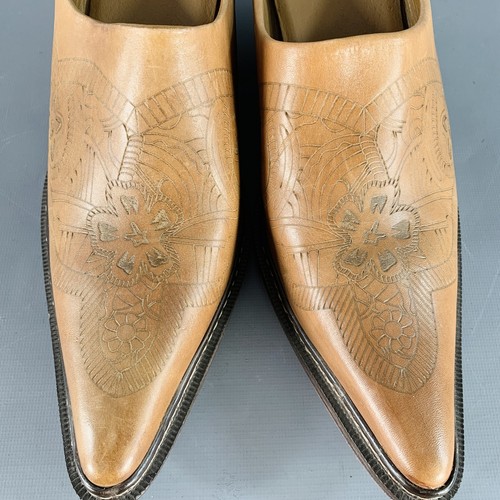 STETSON Size 10 Camel Embossed Leather Western Mules Pumps - Picture 5 of 9