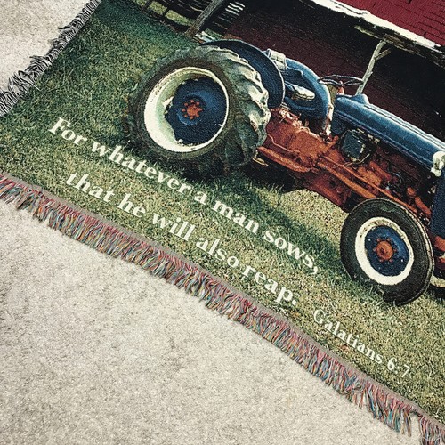 Mill Spring Bauernhof Traktor christlich inspirierend Wandteppich Überwurf Decke 50"x60" - Bild 2 von 6